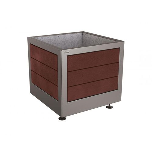 Jardinière en plastique recyclé - SILAOS® - PROCITY - en acier galvanisé / en acier peint / carrée