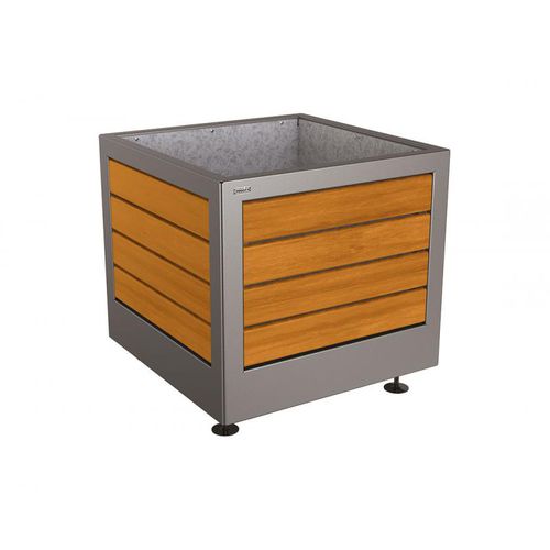 Jardinière en chêne - SILAOS® - PROCITY - en acajou / en polyester / en acier galvanisé