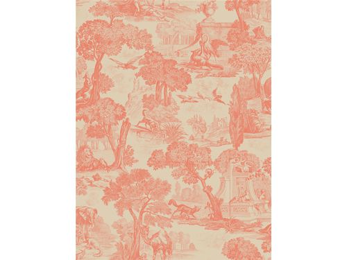 Papier peint de style - VERSAILLES CORAL - Lee Jofa - à motif nature / rouge