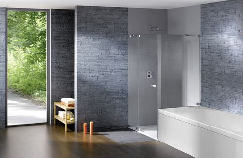 Paroi de douche battante - STUDIO PARIS ELEGANCE - Hüppe - d'angle / en verre trempé / sans cadre