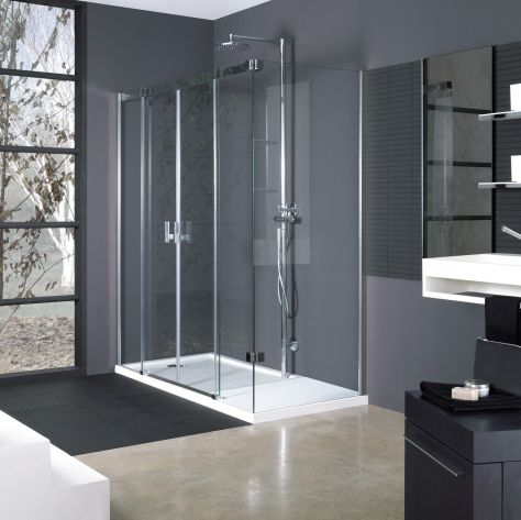 Paroi de douche coulissante - VISTA PURE - Hüppe - d'angle / sans cadre