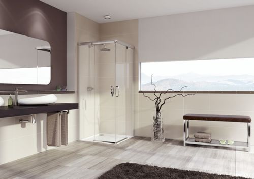 Paroi de douche battante - AURA ELEGANCE - Hüppe - d'angle