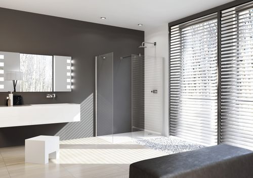 Douche à l'italienne - DESIGN PURE - Hüppe - en verre / rectangulaire
