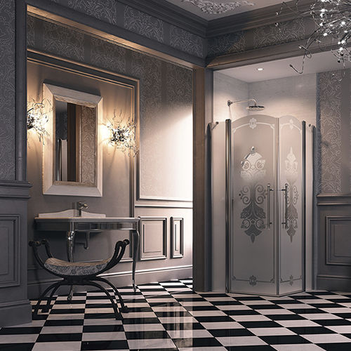 Paroi de douche battante - DESIGN VICTORIAN - Hüppe - d'angle / partiellement encadrée