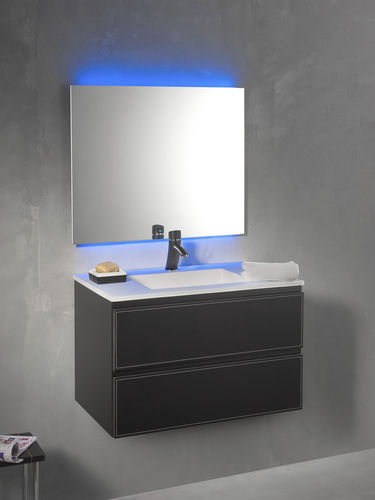 Meuble vasque suspendu - LOFT & BATH -  80 CM - KRAMER - en bois / contemporain / avec miroir