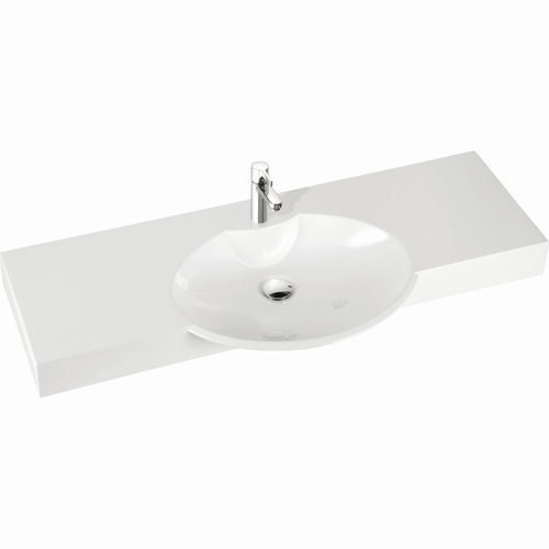 Vasque suspendue - CARME 130 - Marmorin - en céramique / avec plan intégré / ovale