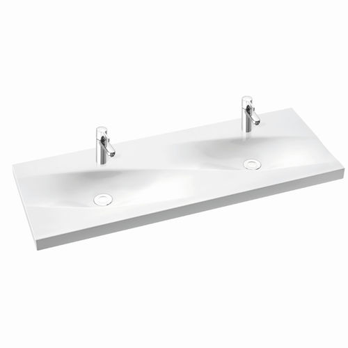 Vasque suspendue - NOEL 120 D - Marmorin - en céramique / avec plan intégré / double