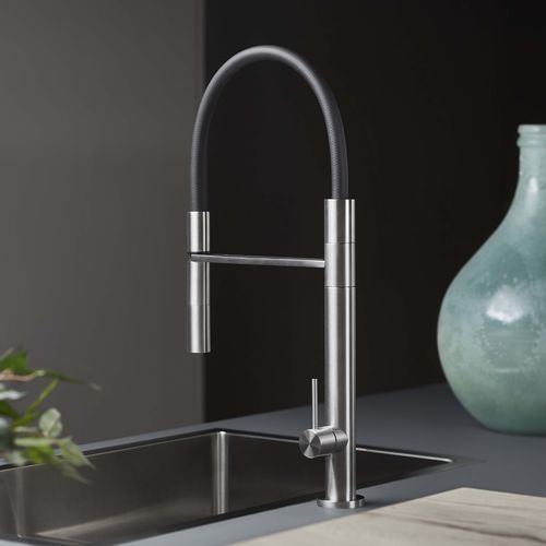 Mitigeur à poser - E0CU200 - Ritmonio Rubinetterie Srl - en inox / de cuisine / 1 trou