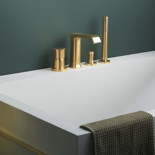 Mitigeur pour baignoire - PR35ES201GOX+PR35MC001GOX - Ritmonio Rubinetterie Srl - à poser / en laiton chromé / 4 trous