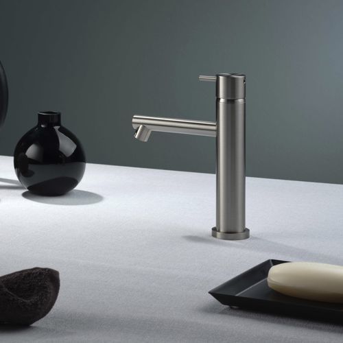 Mitigeur de vasque - E0BA0123DINOX - Ritmonio Rubinetterie Srl - à poser / en inox brossé / 1 trou