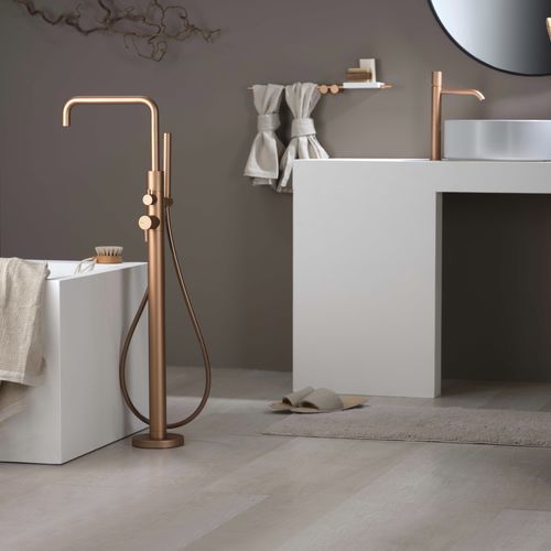 Mitigeur pour baignoire - PR51DD201F36+PR51ML104F36 - Ritmonio Rubinetterie Srl - au sol / en laiton chromé / 1 trou