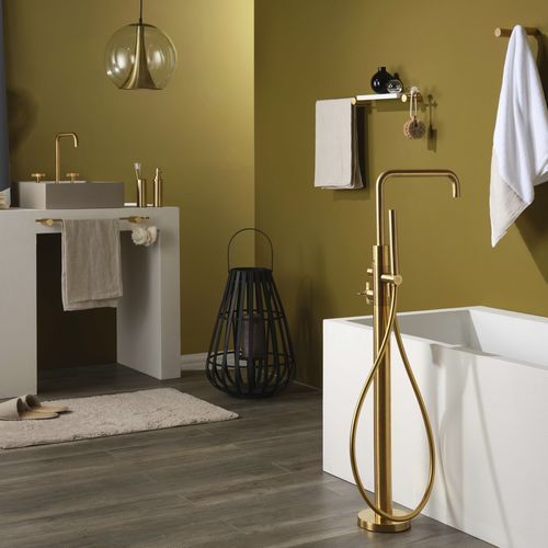 Mitigeur pour baignoire - PR53DA201GOX - Ritmonio Rubinetterie Srl - au sol / en laiton brossé / 1 trou