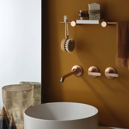 Mélangeur de vasque - PR54AK201F33 - Ritmonio Rubinetterie Srl - mural / en laiton brossé / de salle de bain