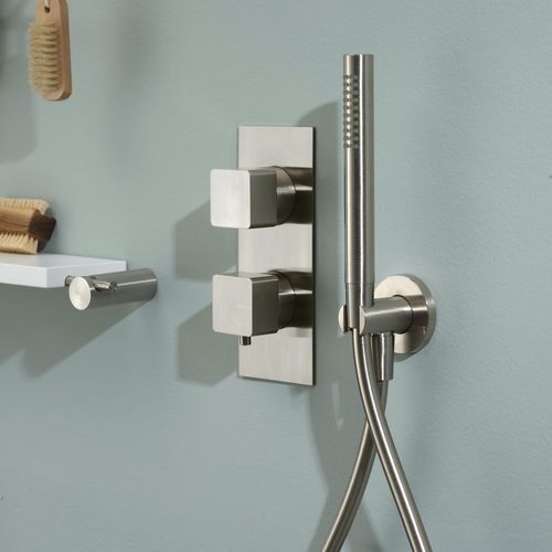 Mitigeur de douche - PR47HF111IX - Ritmonio Rubinetterie Srl - mural / thermostatique / en laiton brossé