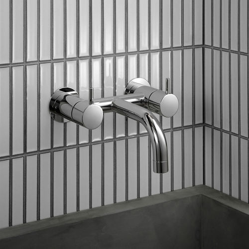 Mélangeur de vasque - 1611 series - VOLA - mural / en acier inoxydable / de salle de bain