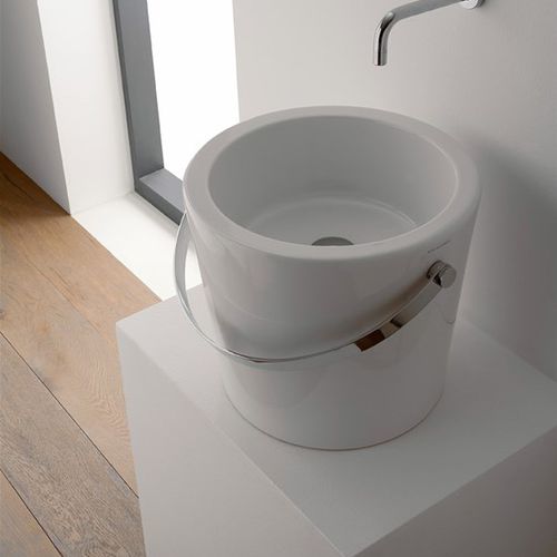 Vasque à poser - BUCKET - Scarabeo Ceramiche - en céramique / en acier / brillante