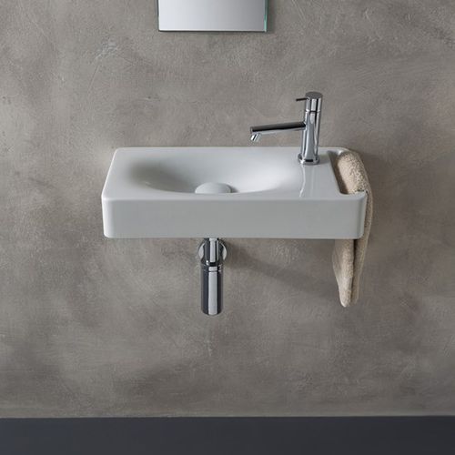 Vasque suspendue - 1511 - Scarabeo Ceramiche - en céramique / avec plan intégré / avec porte-serviettes intégré
