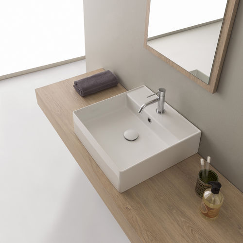 Vasque à poser - 5104 - Scarabeo Ceramiche - en céramique / carrée / 1 trou