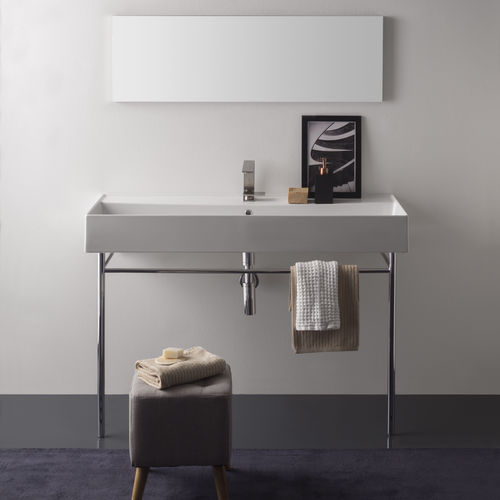 Vasque suspendue - 5107/R-120A - Scarabeo Ceramiche - en céramique / avec porte-serviettes intégré / rectangulaire