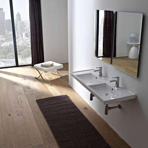 Vasque suspendue - 3003 - Scarabeo Ceramiche - en céramique / avec plan intégré / double