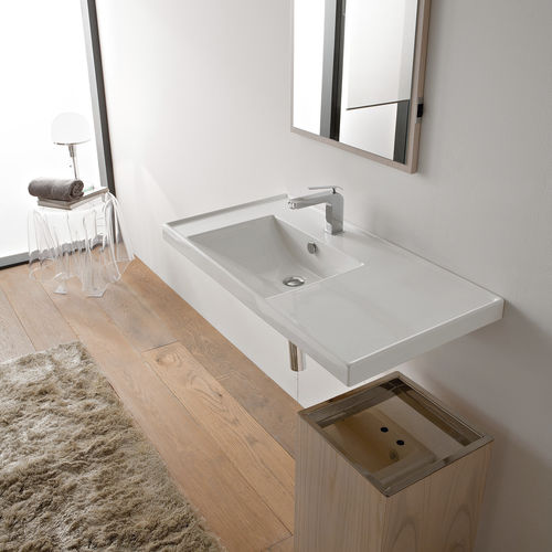 Vasque suspendue - 3008 - Scarabeo Ceramiche - en céramique / avec plan intégré / avec porte-serviettes intégré