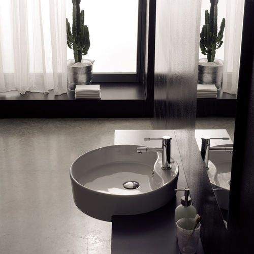 Vasque semi-encastrée - 8029D - Scarabeo Ceramiche - en céramique / ronde / 1 trou