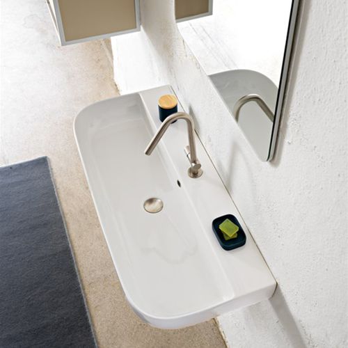 Vasque suspendue - Glam - Scarabeo Ceramiche - à poser / en céramique / avec mitigeur