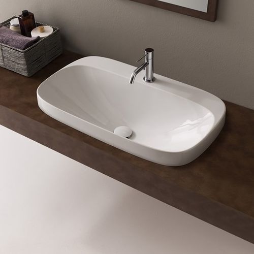 Vasque à encastrer - Moon - Scarabeo Ceramiche - en céramique émaillée / Fabriquée en Italie / carrée