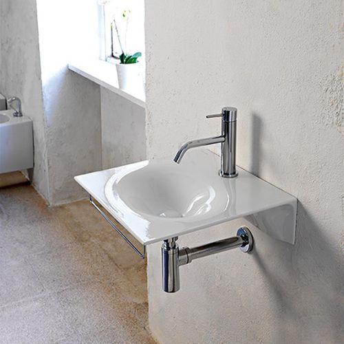 Vasque suspendue - 6101 - Scarabeo Ceramiche - en céramique / avec porte-serviettes intégré / carrée