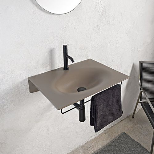 Vasque suspendue - 6102 - Scarabeo Ceramiche - en céramique / avec porte-serviettes intégré / rectangulaire