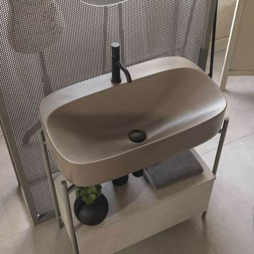 Vasque à poser - SAND - Scarabeo Ceramiche - en céramique / ovale / 1 trou