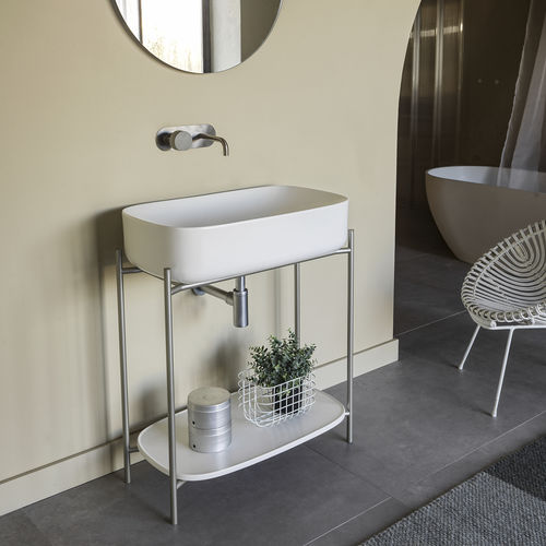 Vasque console - LAILA - Scarabeo Ceramiche - en céramique / avec étagère intégrée / avec miroir