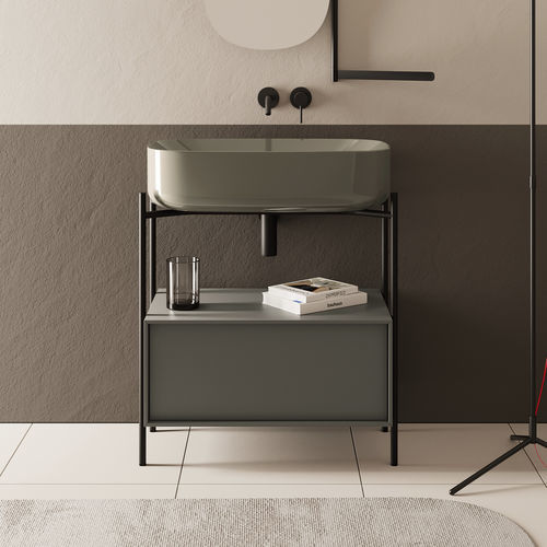 Meuble vasque à poser - LAILA - Scarabeo Ceramiche - en bois / en métal / contemporain