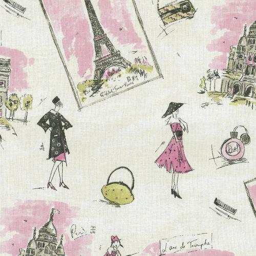 Tissu d'ameublement - TRES CHIC BLACK PINK - WAVERLY Div. of Schumacher & Co. - personnalisable / en coton