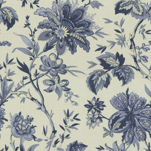 Tissu d'ameublement - FELICITE INDIGO - WAVERLY Div. of Schumacher & Co. - à fleurs / en coton