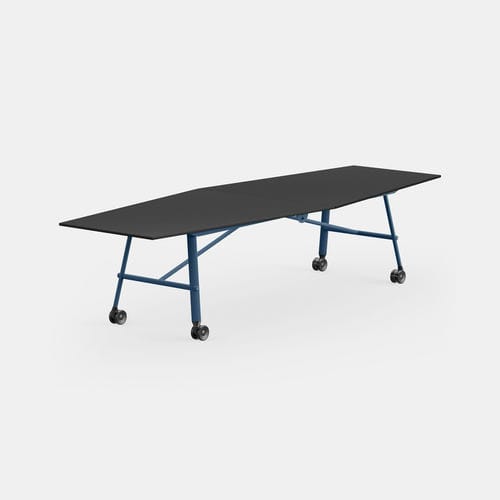 Table de travail contemporaine - TAM TAM TRA - IBEBI - en mélaminé / avec piètement en acier / trapézoïdale