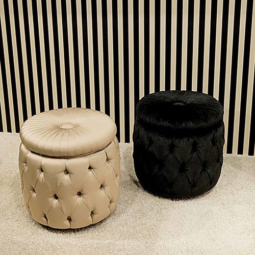 Pouf chesterfield - ROLLER CAPITONNÉ - ZANABONI - en tissu / en cuir / rond
