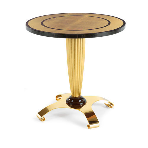 Guéridon contemporain - T137 - ZANABONI - en bois / avec piètement en bois doré à la feuille d'or / avec piètement en laiton