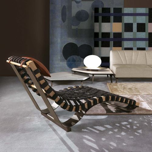 Chaise longue contemporaine - ENJOY - ZANABONI - en cuir / en corde / en châtaignier