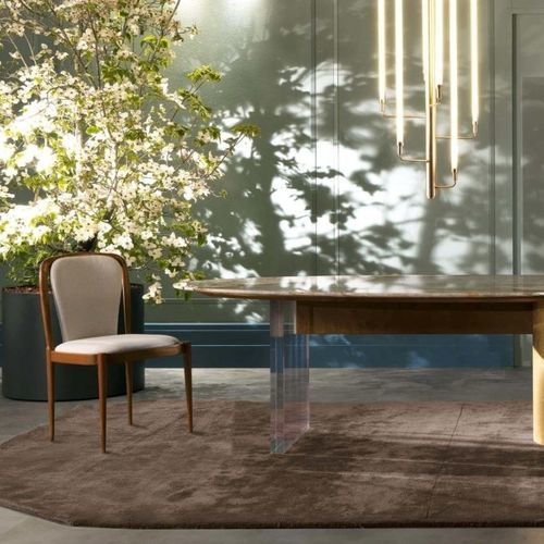 Chaise contemporaine - LADY W - ZANABONI - d'intérieur / en tissu / avec piètement en noyer
