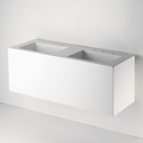 Vasque suspendue - PTLV52 - Waterworks - en Corian® / double / rectangulaire