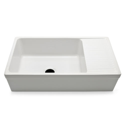 Évier 1 bac - CASK56 - Waterworks - avec égouttoir / en céramique / timbre d'office