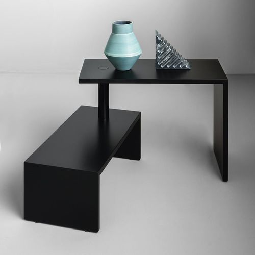 Table basse contemporaine - BASELLO - Zanotta - en MDF / en acier / avec piètement en MDF laqué
