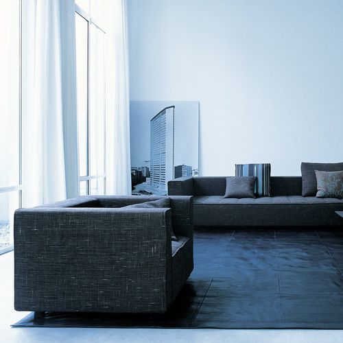 Fauteuil contemporain - KILT - Zanotta - en tissu / en cuir / en acier
