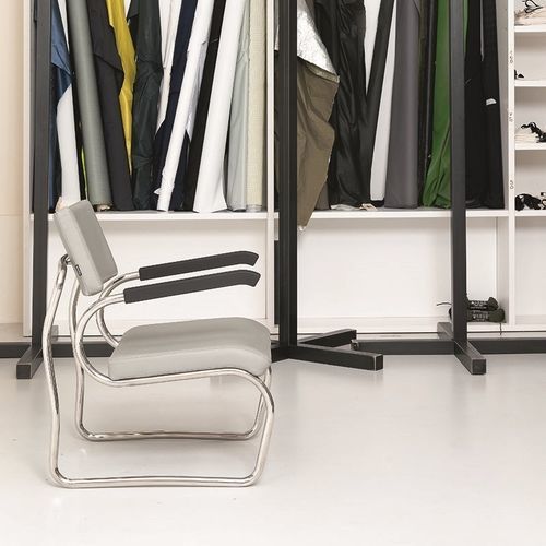 Fauteuil design original - SANT'ELIA - Zanotta - en cuir / en acier inoxydable / noir