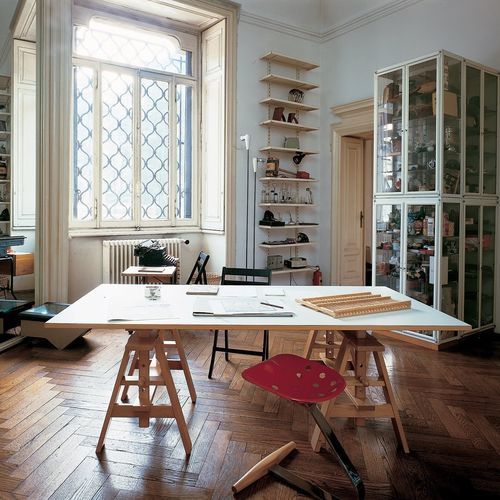 Table de travail contemporaine - LEONARDO - Zanotta - en stratifié / en verre trempé / en plastique