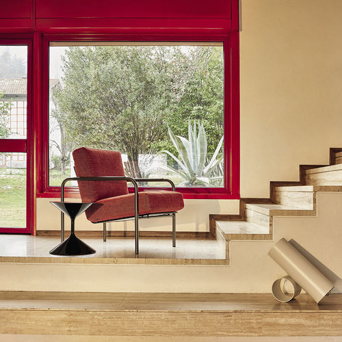 Fauteuil contemporain - SUSANNA - Zanotta - en tissu / en cuir / en acier chromé