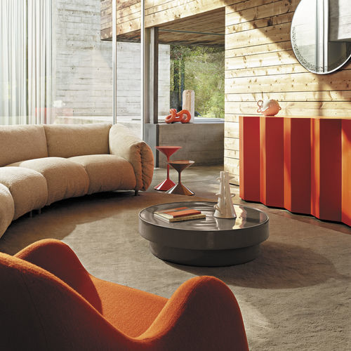 Table basse contemporaine - TA.BA.CE. - Zanotta - en grès émaillé / avec piètement en grès cérame / ronde