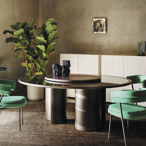 Plateau de table en MDF laqué - LAZY SUSAN - Zanotta - noir / rouge