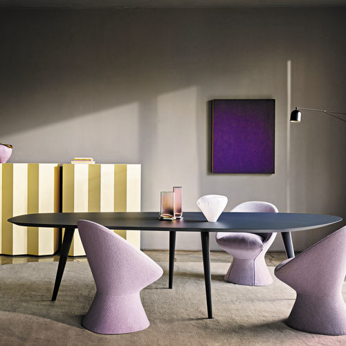 Table contemporaine - TWEED 2319 - Zanotta - en MDF / avec piètement en aluminium / avec piètement en MDF laqué